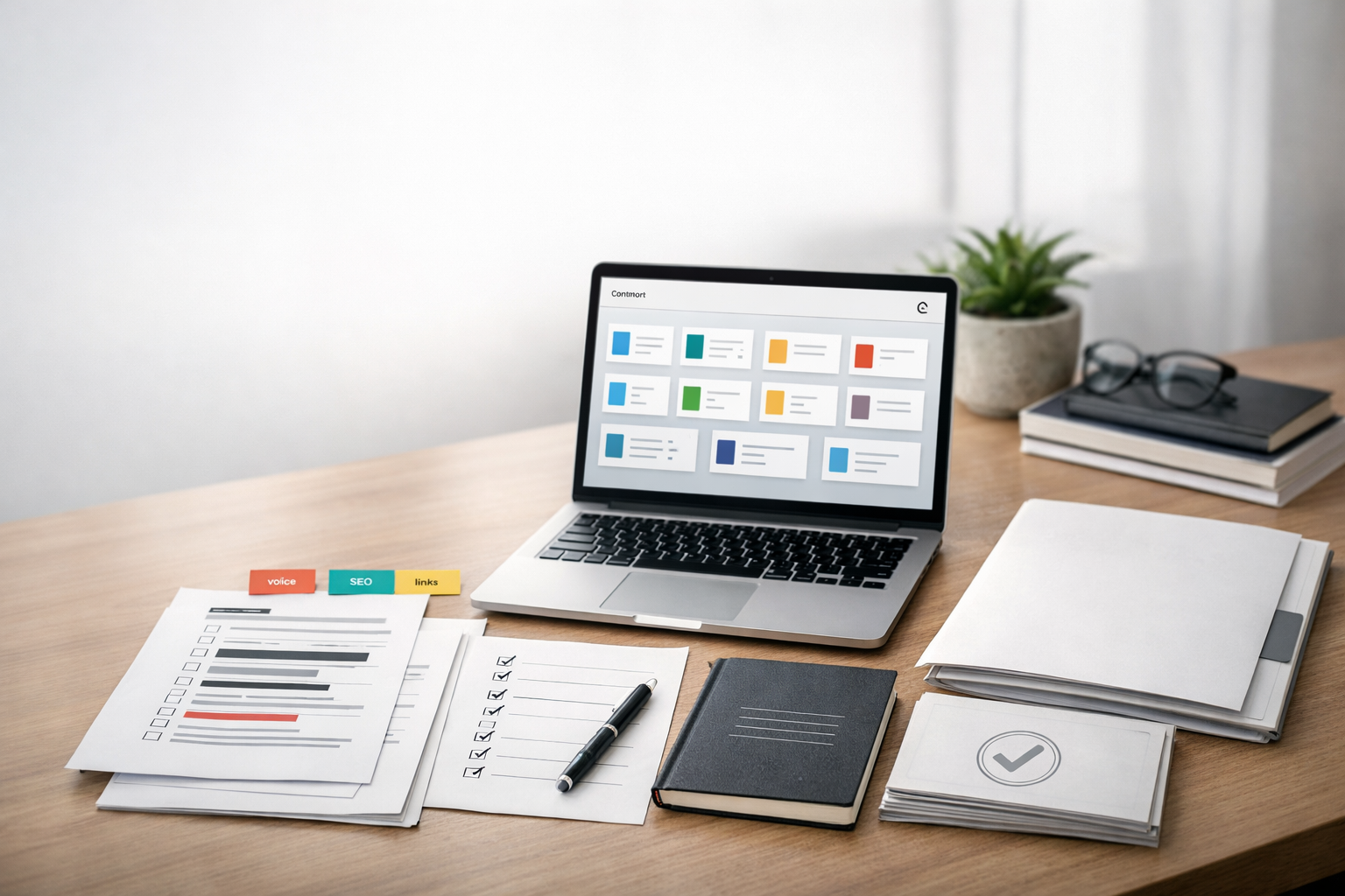 White label blog writing service for SEO agencies, showing agency team reviewing blog content on desktop computer