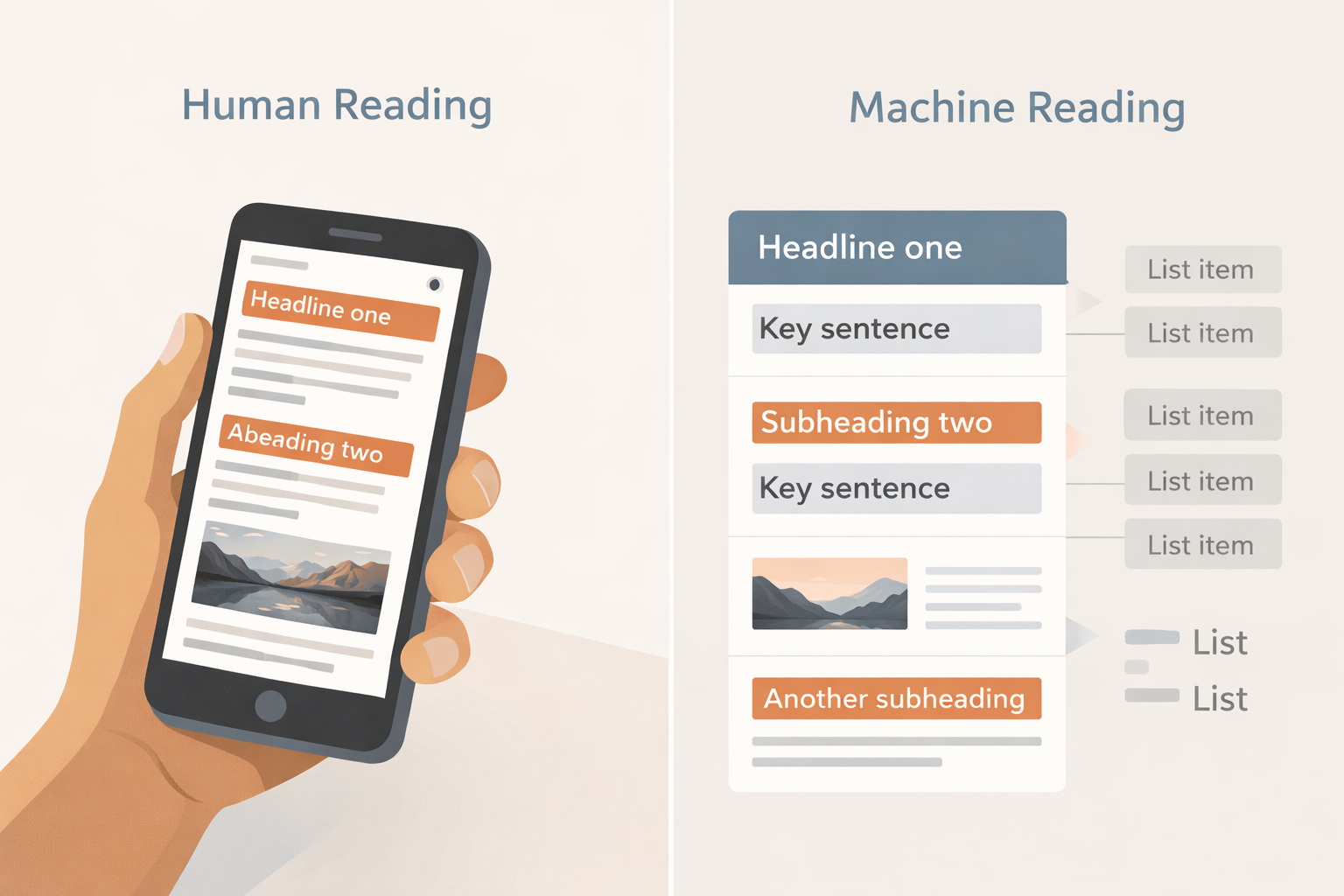 graphic showing what writing for search and ai means
